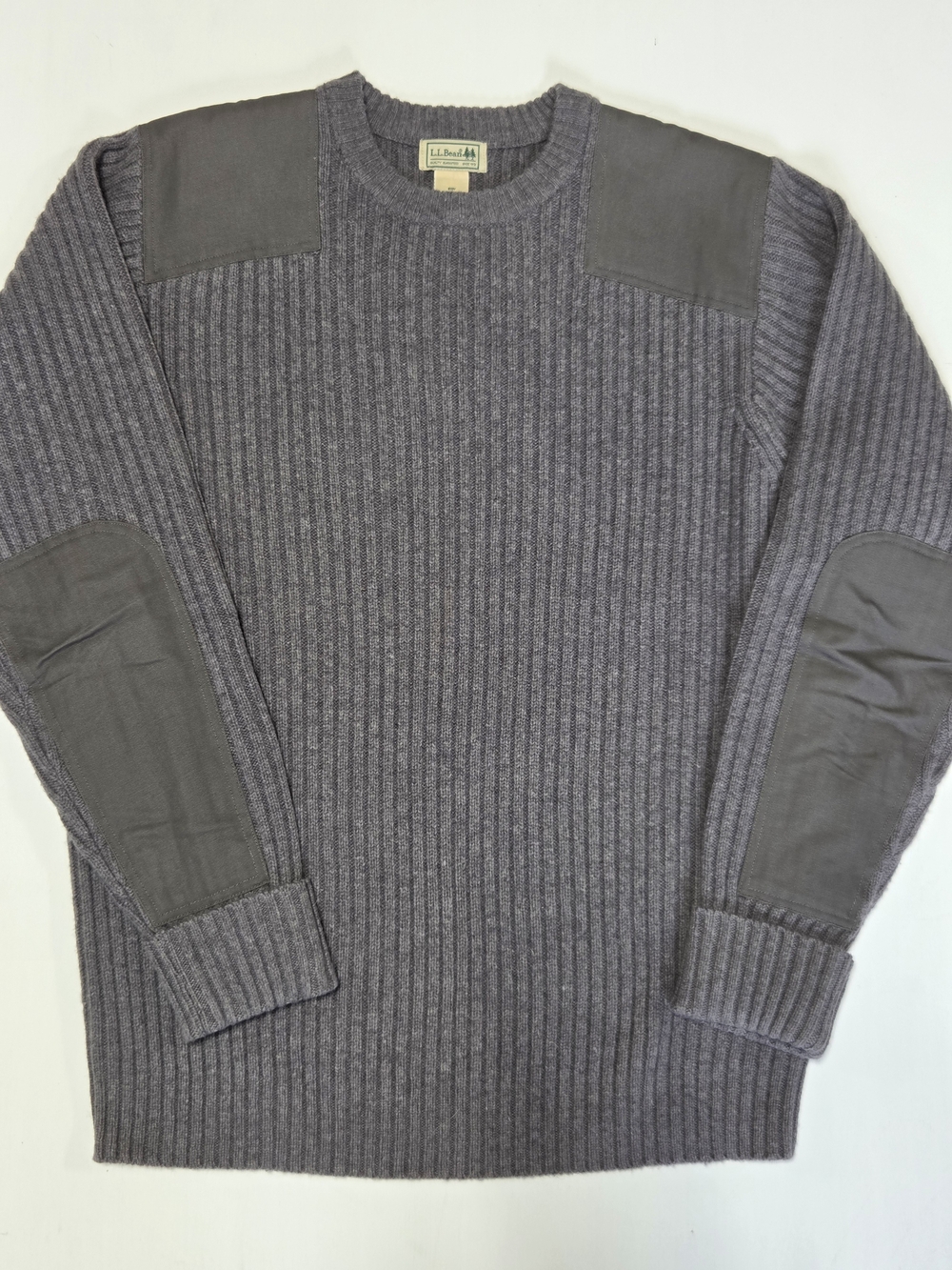 L.L.Bean Men's Gray Commando Sweater Crewneck Merino Lambs Wool Size-XL